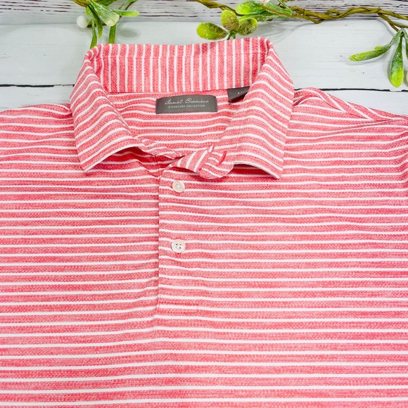 Men's Daniel Cremiean Red and White Stripe Polo Shirt - Signature Collection - Picture 3 of 7